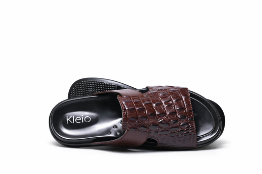 Classic Croc Texture Men’s Comfort Slides – Brown