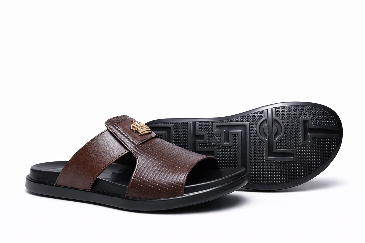 Brown Crown Emblem Men’s Premium Slides