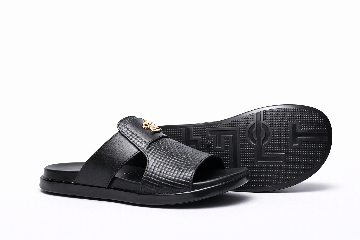 Black Crown Emblem Men’s Premium Comfort Slides