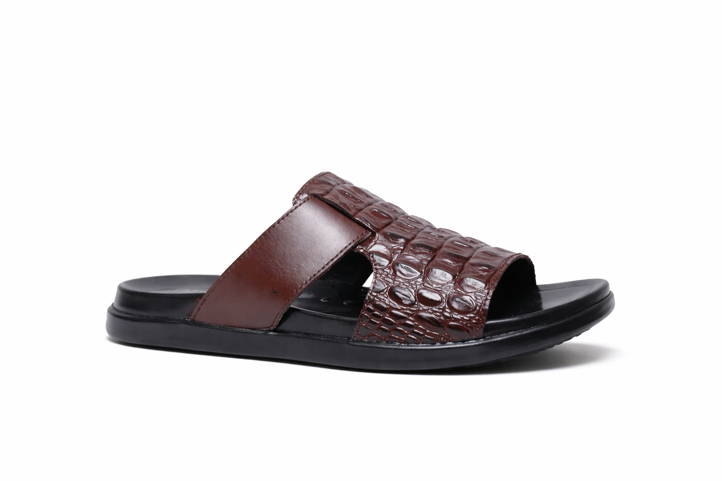 Classic Croc Texture Men’s Comfort Slides – Brown