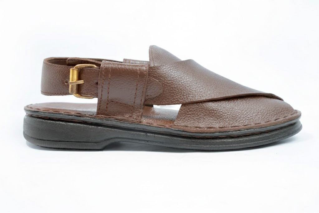 The "Frontier" Genuine Grain Leather Sandal (Peshawari Style)