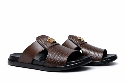 Brown Crown Emblem Men’s Premium Slides