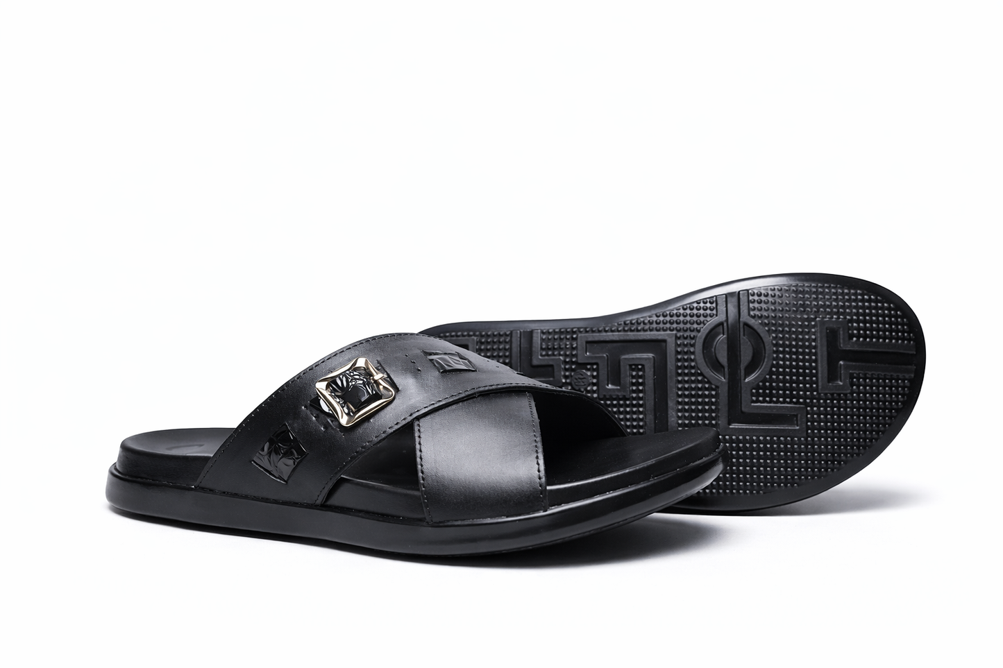 Black Premium Embellished Men’s Slides