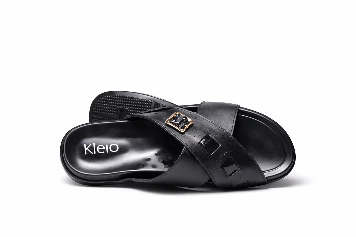 Black Premium Embellished Men’s Slides