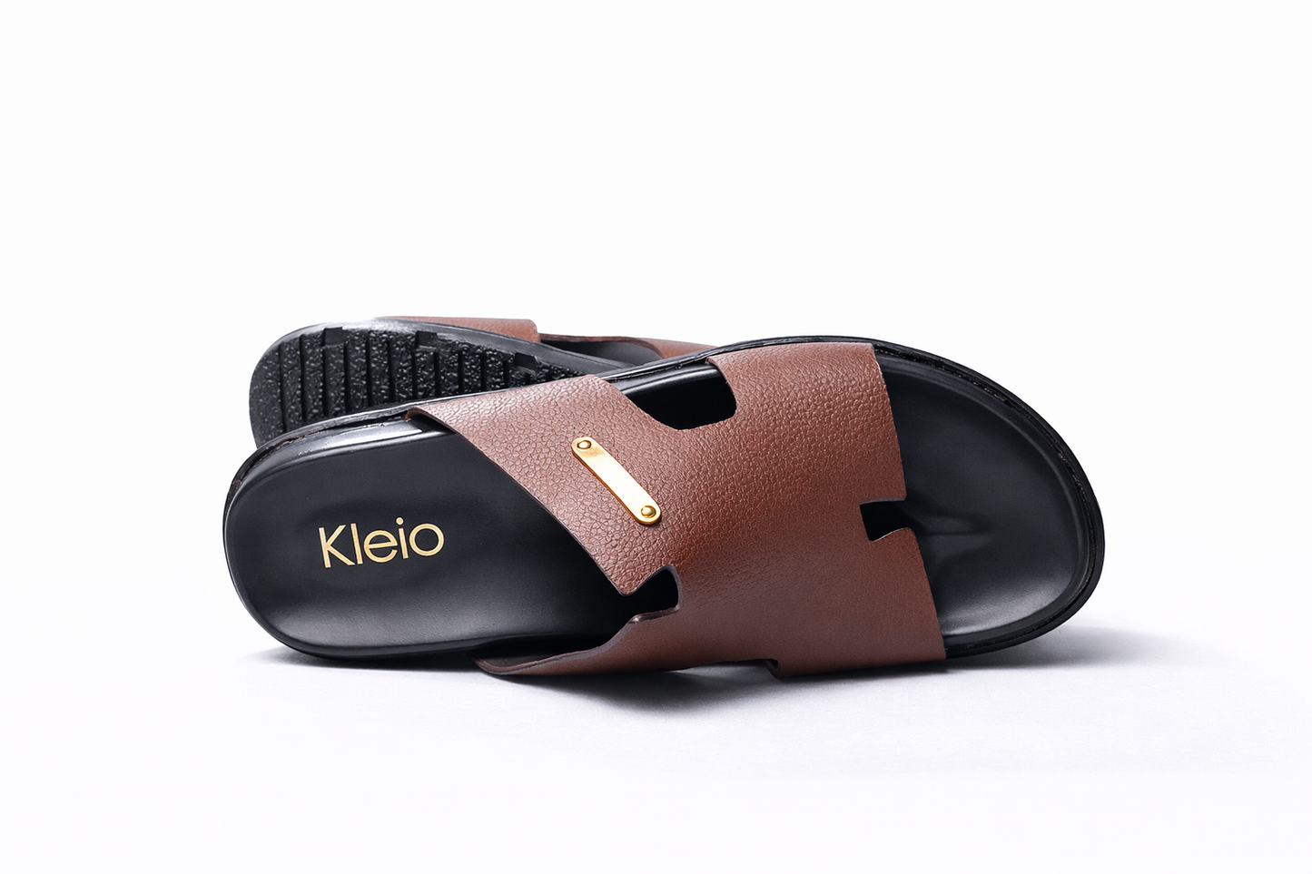 Kleio Premium Brown Classic Slides – Men
