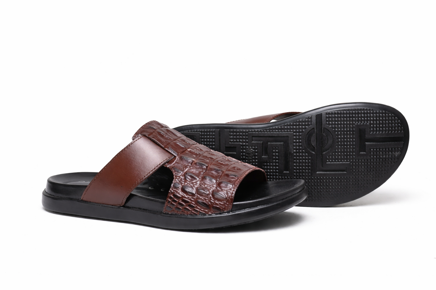 Classic Croc Texture Men’s Comfort Slides – Brown