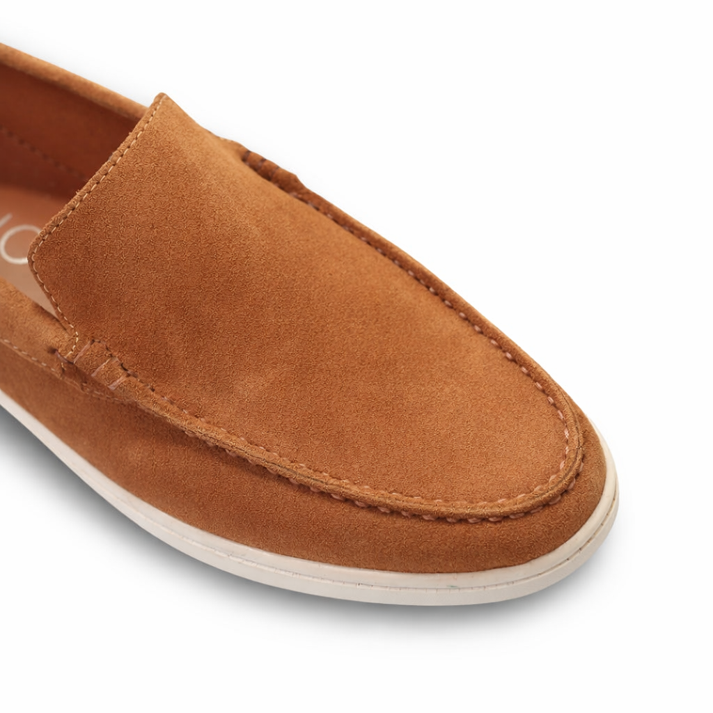 Premium Suede Loafers – Tan Brown with white sole