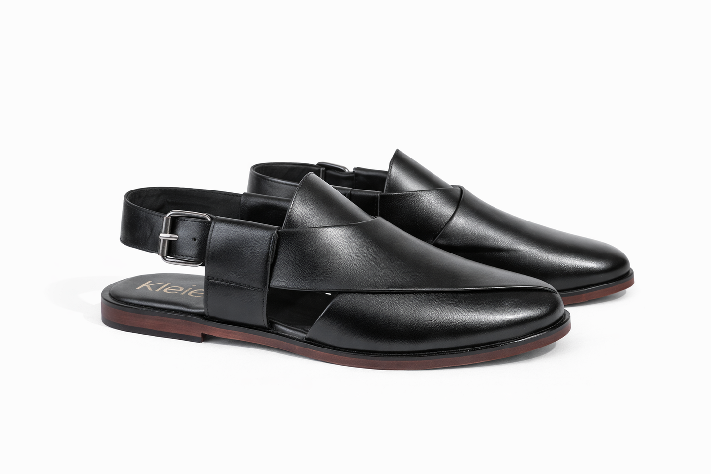 Kleio Premium Black Leather Peshawari Chappal – Eid Collection