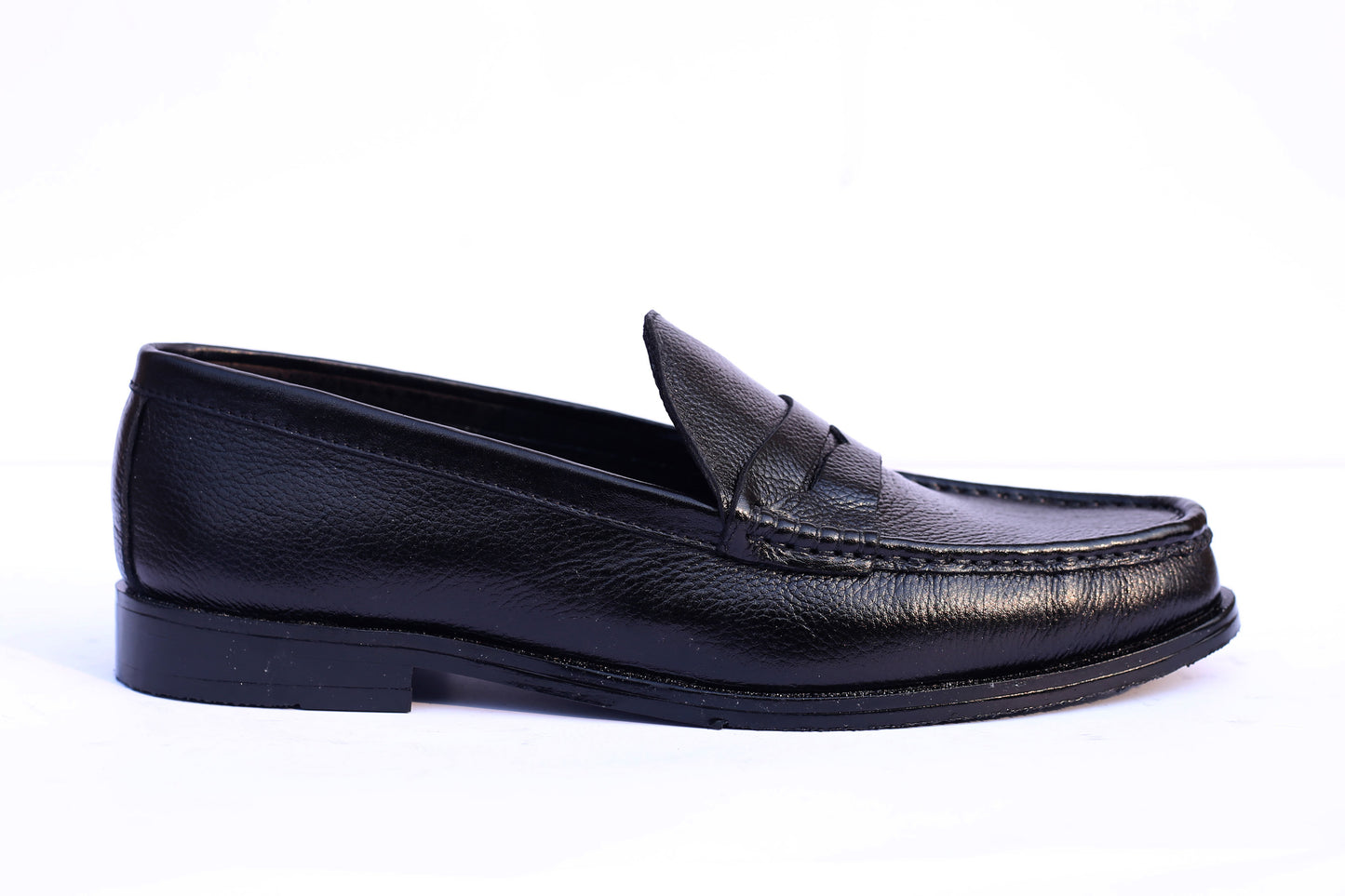 The "Tuscan" Penny Grain Loafers - Midnight Black