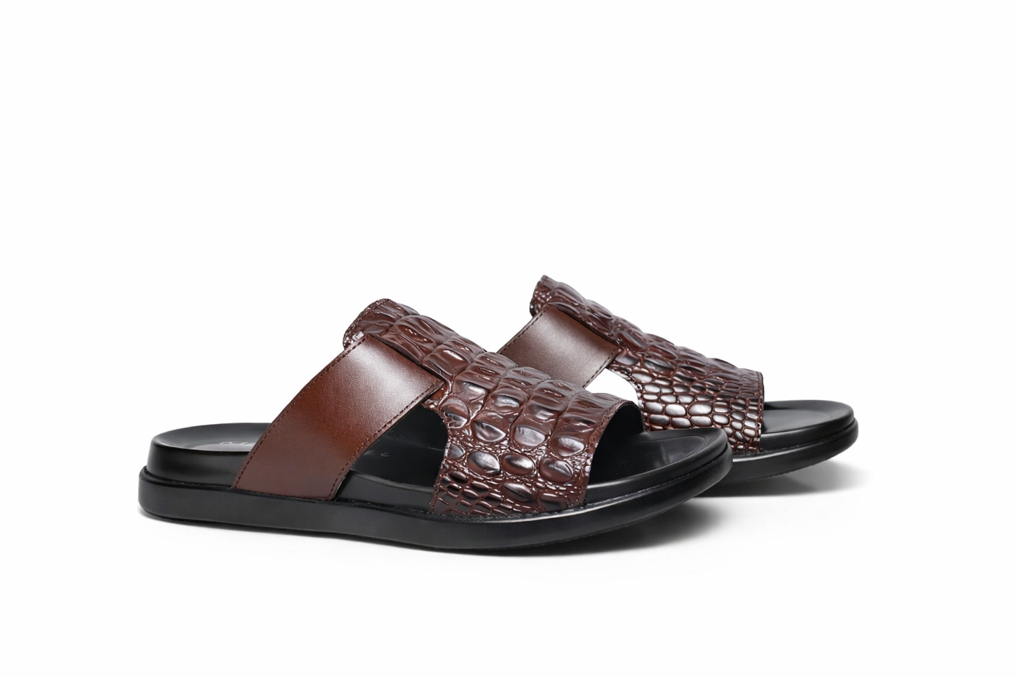 Classic Croc Texture Men’s Comfort Slides – Brown