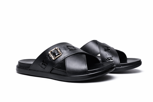 Black Premium Embellished Men’s Slides