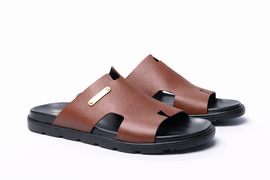 Kleio Premium Brown Classic Slides – Men